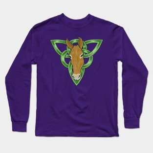 Mollie Mule Celtic Triquetra Portrait Long Sleeve T-Shirt